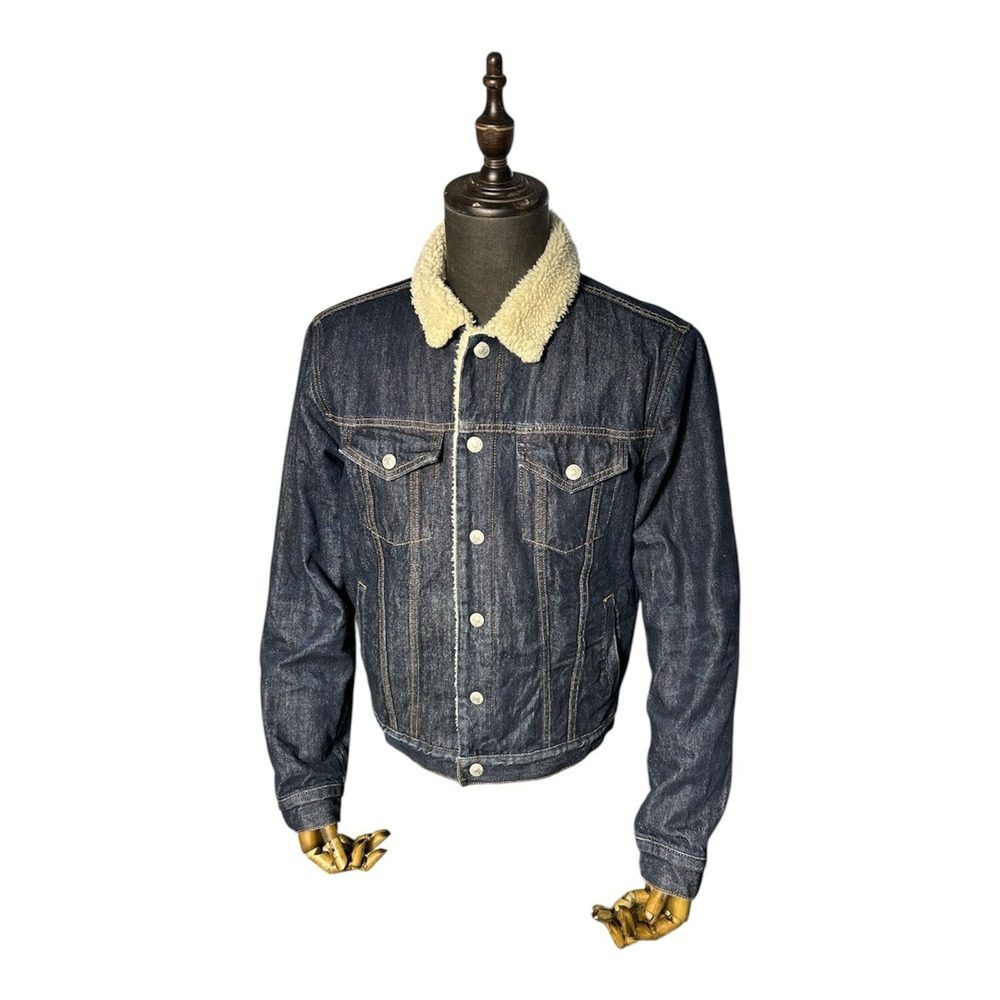 Gap Denim Type 3‎ Icon Denim Jacket Sherpa Lined Honeycomb Men's M Dark Wash